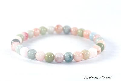 Bracelet Beryl (Morganite, Aigue-Marine) - Perles 6mm