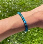 Bracelet Apatite bleue - Perles 6mm 