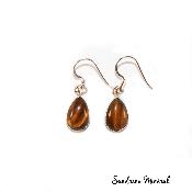 Boucles d'oreilles Œil de tigre et Argent 925 - Gouttes
