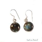 Boucles d'oreilles Labradorite et Argent 925 - Rondes