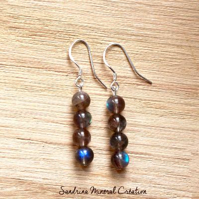 Boucles d'oreilles Labradorite & Argent 925