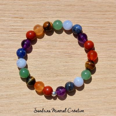 Bracelet 7 Chakras "Arc-en-ciel" - Perles 8mm