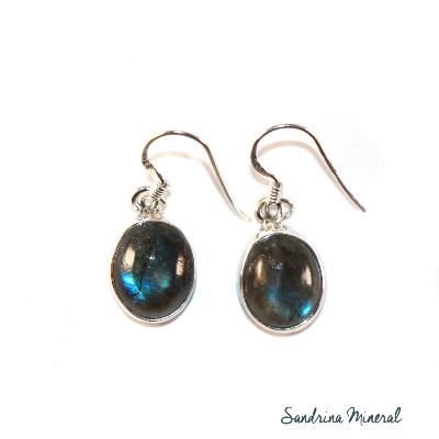 Boucles d'oreilles Labradorite et Argent 925 - Ovales 