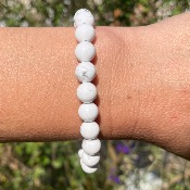 Bracelet Howlite blanche - perles 8 mm 