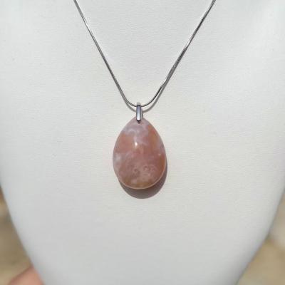 Pendentif Agate Fleur - Grande goutte