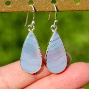 Boucles d'oreilles "Gouttes" Calcédoine bleue & Argent 925 