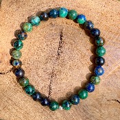 Bracelet Azurite-Malachite - perles rondes 6 mm