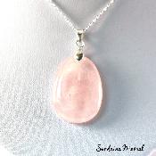 Pendentif Quartz rose (pierre plate)