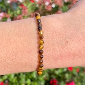 Bracelet Œil de tigre - perles facettées 4 mm 