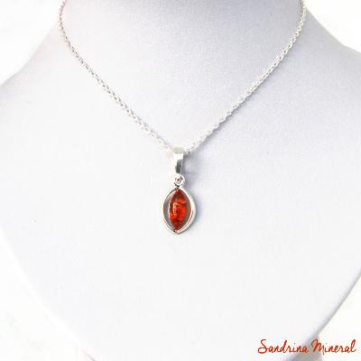 Pendentif "Amande" Ambre et Argent 925 