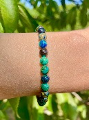 Bracelet Azurite-Malachite - perles rondes 6 mm