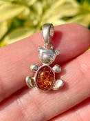 Pendentif "Ourson" Ambre et Argent 925 