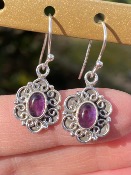 Boucles d'oreilles "Fleurs" Améthyste & Argent 925 