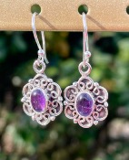 Boucles d'oreilles "Fleurs" Améthyste & Argent 925 