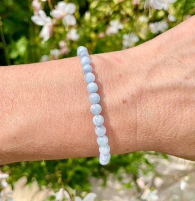 Bracelet Aigue-Marine - perles rondes 4 mm