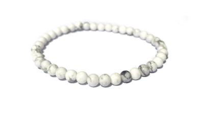 Bracelet Howlite blanche - Perles 4 mm 