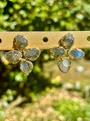 Boucles d'oreilles "Fleurs" Labradorite & acier inoxydable