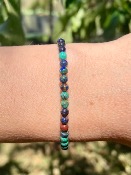 Bracelet Azurite-Malachite - perles rondes 4 mm
