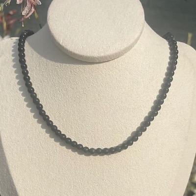 Collier Obsidienne Œil Céleste Perles 4 mm