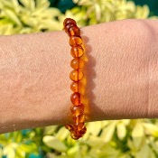 Bracelet en Ambre Cognac - perles 6mm